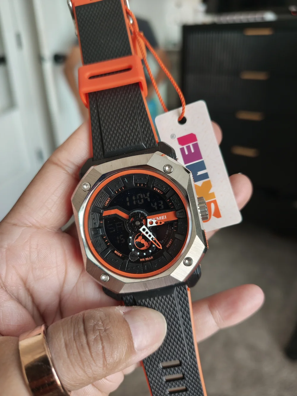 Men's Black & Orange Sport Digital Watch